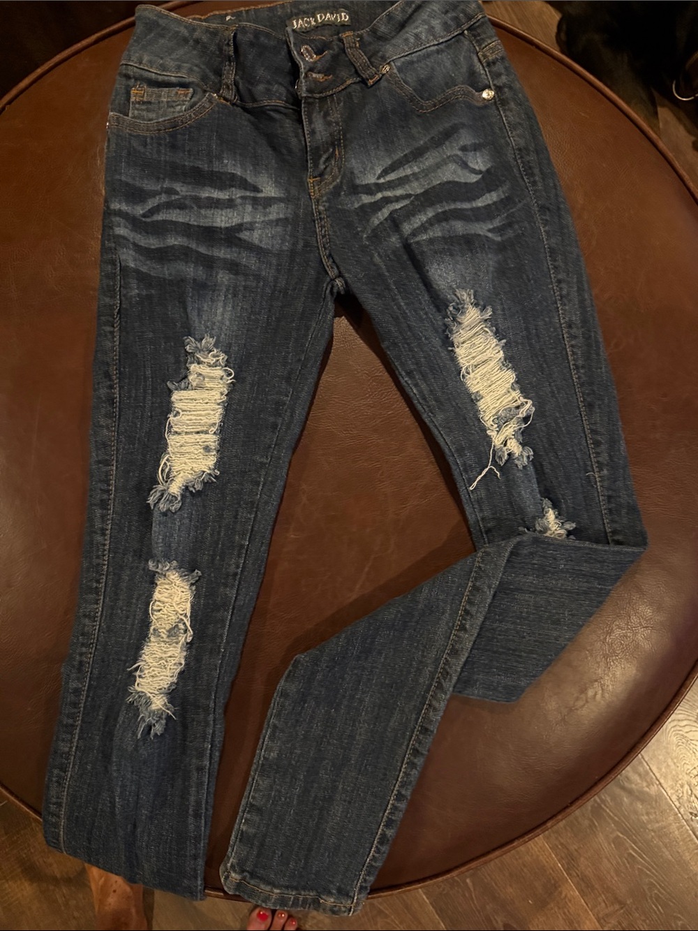 Women's Dark Blue Skinny Distressed Jeans